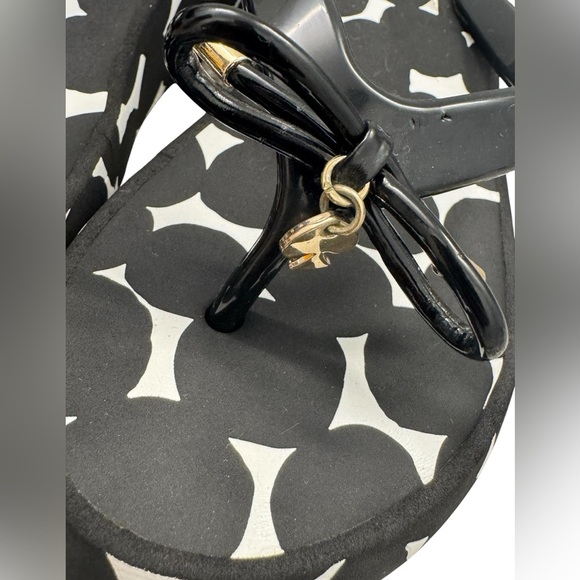 Kate Spade Black and White Polka Dot Wedge Sandals Flip Flops Thong size 7 - Picture 6 of 12